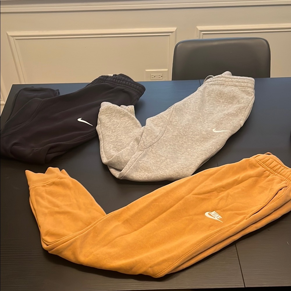 3 pairs- Mens Nike Sweatpants - Black, Gray, and Tan